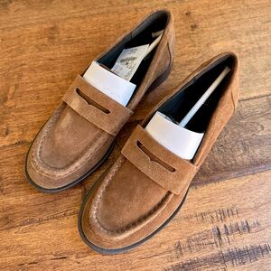 Zara Brand New Split Leather Saddle Loafers